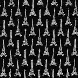 Bonjour - Eiffel Tower Repeat Black Yardage