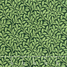 Bouquet - Floral Trail Green on Black Yardage