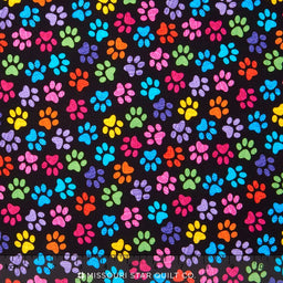 Cats - Paws Black Yardage