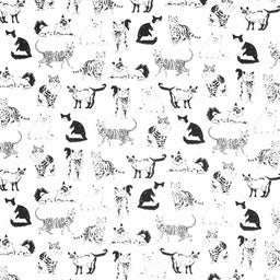 Cats - Sketched Realistic Cats Yardage