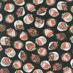 Chocolicious - Strawberry Delight Black Digitally Printed Yardage Primary Image