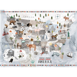 Coast to Coast - USA Gray Digitally Printed Panel