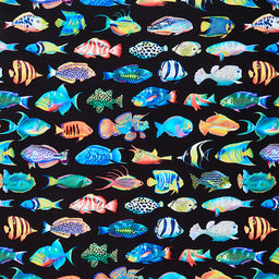 Coral Canyon - Fish Black Digitally Printed Yardage