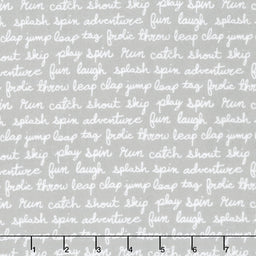 Cozy Cotton Flannels - Cool Mint Script Grey Yardage Primary Image