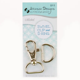 D Ring and Swivel Clip Nickel 1ct - 3/4ine