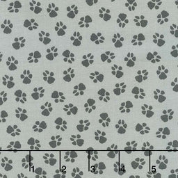 Dog On It - Paw Prints Medium Grey Yardage