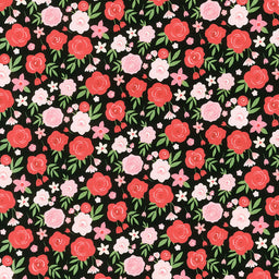 Falling in Love - Floral Black Yardage