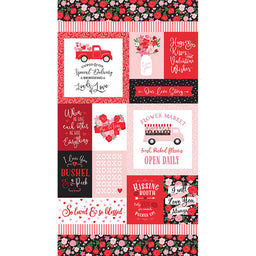 Falling in Love - Valentine Patchwork Red Panel