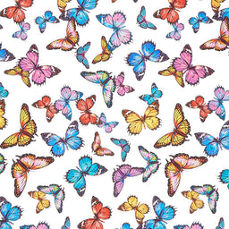 Fantastic Forest - Butterflies White Digitally Printed Yardage