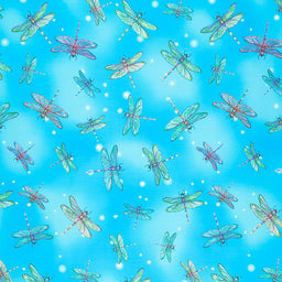 Fantastic Forest - Dragonflies Turquoise Digitally Printed Yardage