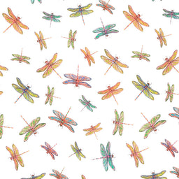 Fantastic Forest - Dragonflies White Digitally Printed Yardage