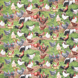 Farm Animals - Hens and Roosters Yardage