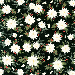 Farmhouse Christmas - Floral Main Black Yardage