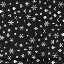 Farmhouse Christmas - Snowflakes Black Yardage