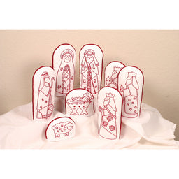 Folkart Nativity Redwork Embroidery Kit