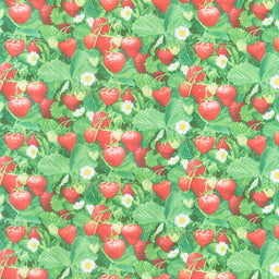 Food - Berry Good Strawberry Vines Green Yardage