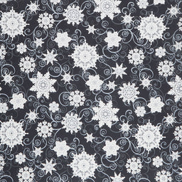 Frozen Melodies 108" - Falling Snowflakes Black 108" Wide Backing