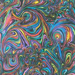 Glow - Rainbow Swirls Black Yardage