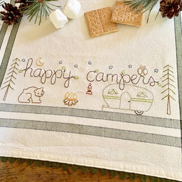 Happy Campers Embroidered Dishtowel Kit