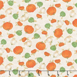 Happy Fall - Tossed Pumpkins Farmhouse White Yardage Primary Image