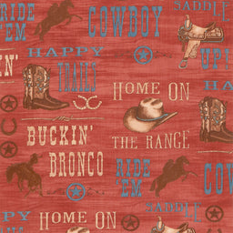 Home on the Range - Western Words Clay Red Yardage