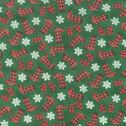 Home Sweet Holidays - Boots and Mittens Holly Green Yardage