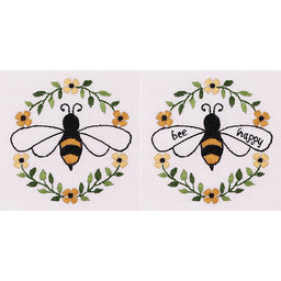 Honeybee Garden Wreath Embroidery Quilt Block