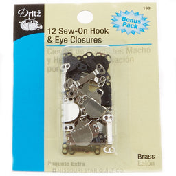 Hooks & Eyes Closures Brass 12ct