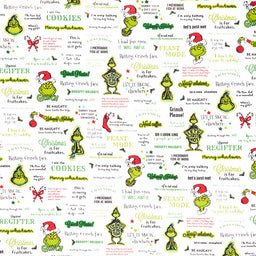 How the Grinch Stole Christmas - Grinch Sayings Holiday Yardage