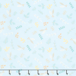 Little Ducklings - Foliage Sprigs Blue Yardage