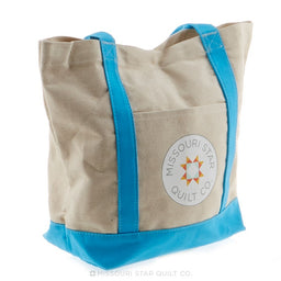 Missouri Star If At First You Don't Succeed Canvas Tote with Blue Handles