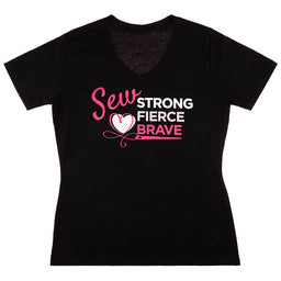 Missouri Star Sew Brave V-Neck Black T-Shirt - Small