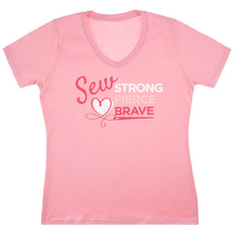 Missouri Star Sew Brave V-Neck Pink T-Shirt - Small