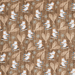 Pine Cone Lodge - Ice Skates Tan Flannel Yardage Primary Image