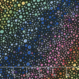 Safari, So Goodie - Rainbow Dots Black Yardage