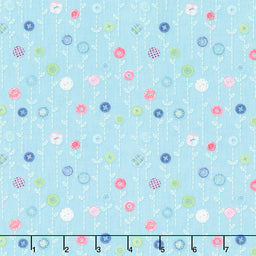 Sew Little Time - Button Flowers Teal Yardage