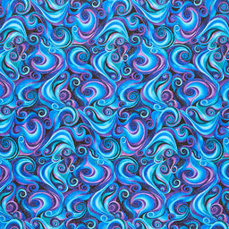 Utopia - Swirls Blue Metallic Yardage