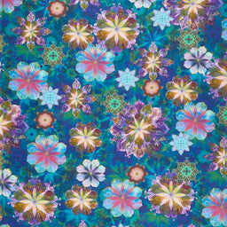 Venice - Flowers Teal Digitally Printed Yardage