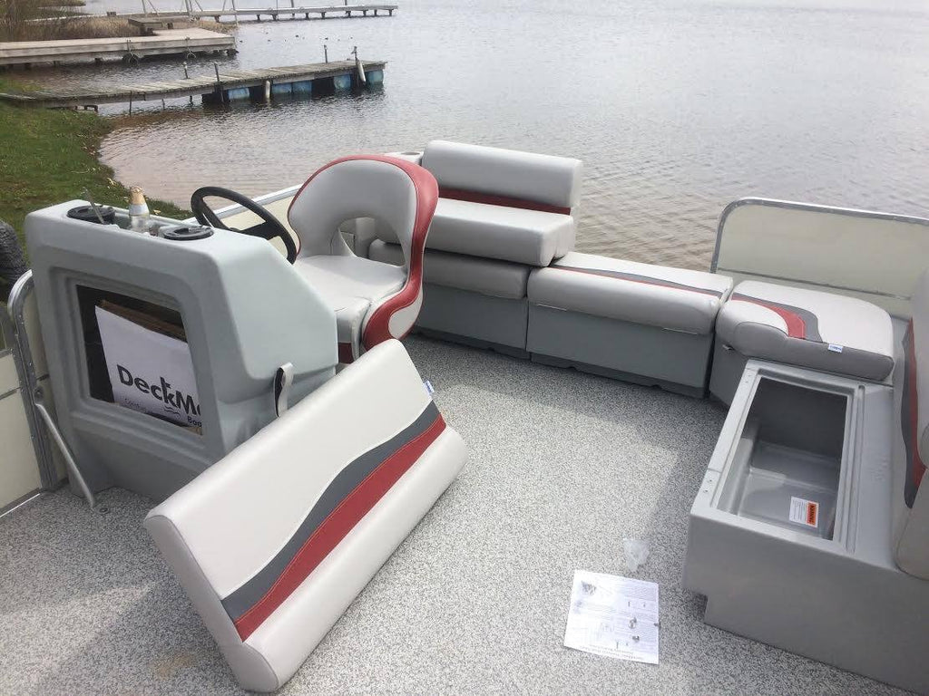 red pontoon boat furniture