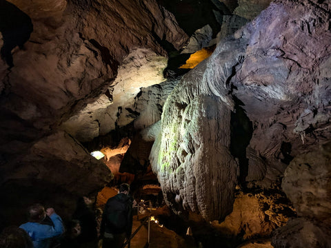 flowstone falls rock formation in tuckaleechee caverns, tennessee