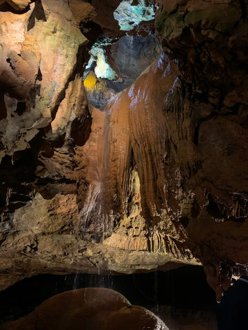 majestic underground waterfall within tuckaleechee caverns, tennessee