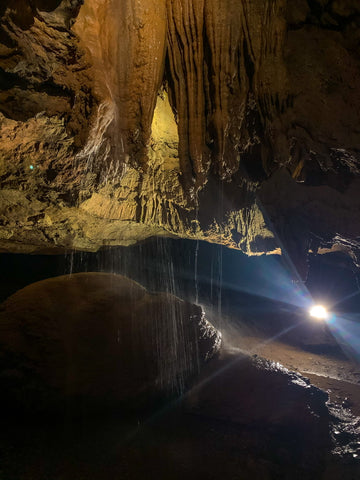 150 ft underground waterfall in tuckaleechee caverns, tennessee
