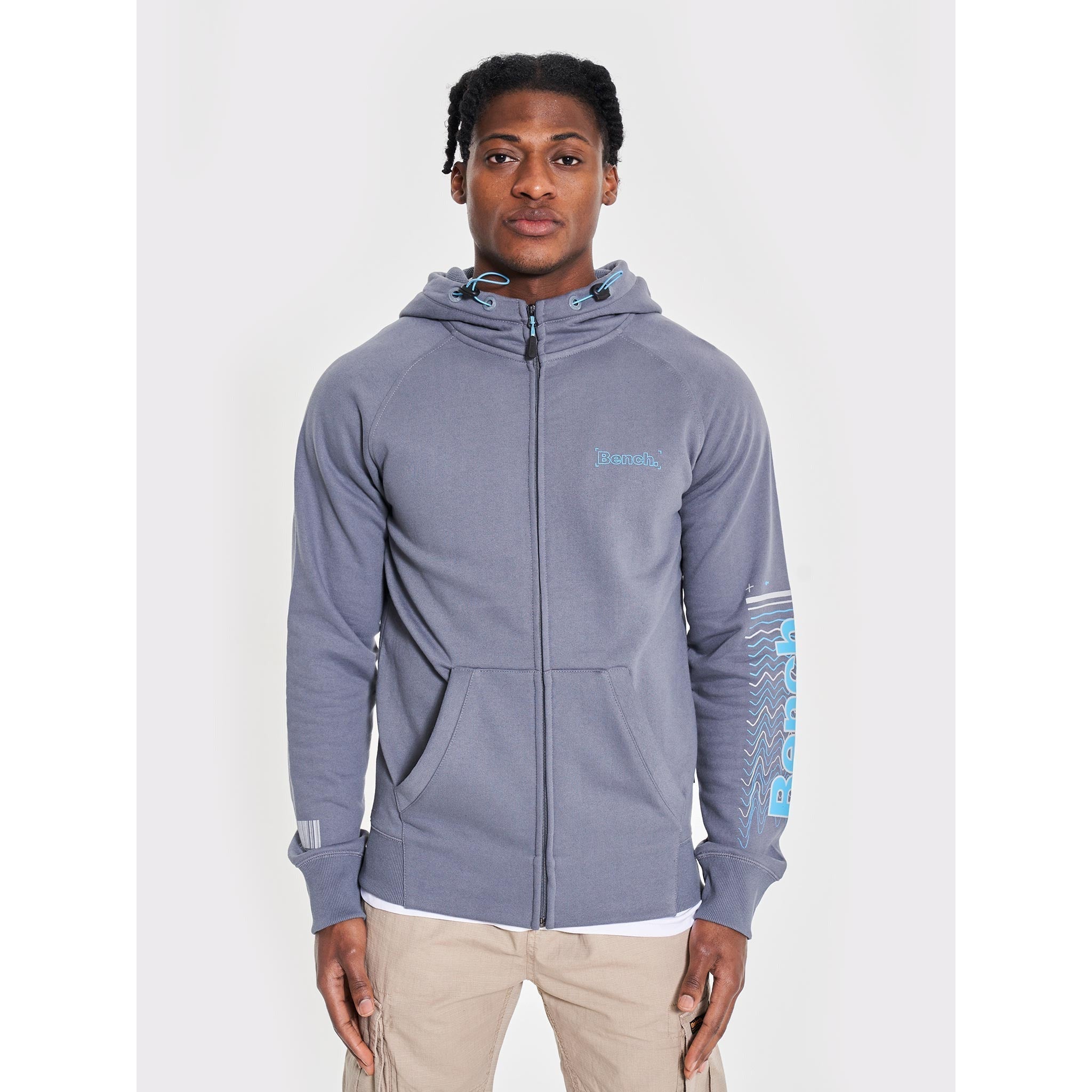 Mens ’LUCIAN’ Zip Through Sweat Hoodie - GREY - XL / Steel Grey