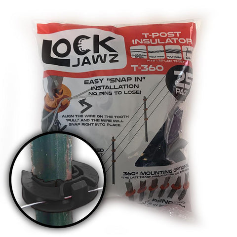 Lock Jawz black t-post Insulator electric fence wire