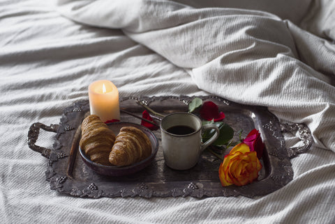 CharmaineLouise Intimates CLIntimates romantic candle lit breakfast on a silver tray
