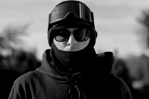 Nick Love seen here in his favourite Opus Fresh combo. Stealth look with black Husky Hoodie and Black Balaclava!