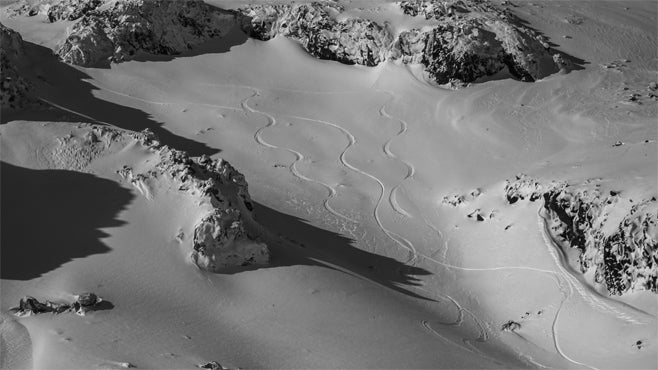 Photo by Opus Fresh team member Nick Love of turns being carved on Mt Ruapehu, New Zealand.