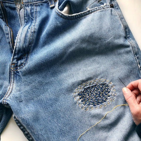 visible mending denim levis