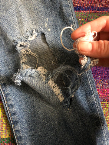 Preparing jeans for patching