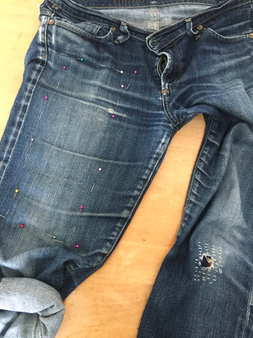 preparing to mend your jeans